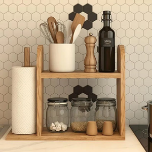 Support de papier essuie-tout en bois massif de qualité supérieure |   Distributeur de rouleaux de papier cuisine durable - Product Image 1