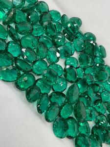 Émeraude synthétique facettée, pierres précieuses de couleur verte, fabrication de bijoux - Product Image 3