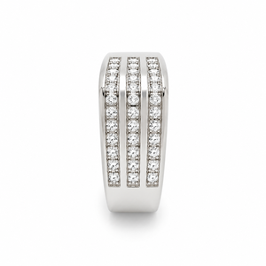 925 Sterling <b>Silver</b> <b>Mens</b> Diamond Multi Row Channel Set <b>Ring</b> Bold Geometric Design High Polish Finish Wedding Party Daily Wear Gi - Product Image 4