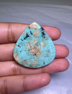 Pierres précieuses naturelles en turquoise péruvienne de haute qualité, taillées à double face, plates, en vrac, pour la fabrication de pendentifs. - Product Image 1