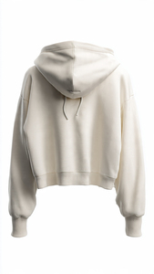 Wholesale Women <b>White</b> <b>Lace</b> Up Crop Top Hoodie Long Sleeve Drawstring Corset Waist Sweatshirt Pullover Streetwear OEM Factory - Product Image 5