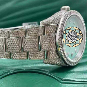 Women Stainless Steel Lab Diamond <b>Watch</b> Round <b>Case</b> Quartz Movement Analog Dial Sapphire Crystal Luxe Butterfly Clasp <b>Watch</b> - Product Image 4