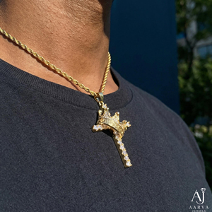 สร้อยคอจี้รูปมงกุฎประดับกากเพชรเซอร์คอนเคลือบทองคำขาว 18K สีโรสโกลด์ ดีไซน์ทันสมัย เหมาะสำหรับทั้งชายและหญิง เป็นของขวัญเครื่องประดับคริสเตียน - Product Image 5