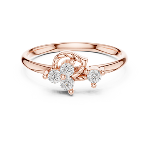 Anillo de Hoja con Tres Diamantes Cultivados en Laboratorio de Oro Sólido de 18K para Mujer - Product Image 2