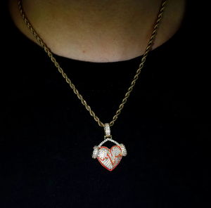 Gold Plated Stainless Steel Heart Shape Pendant Necklace Micro Insert <b>Rope</b> <b>Chain</b> Iced Out Love Charm Jewelry July Gift Party - Product Image 1