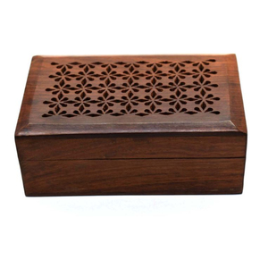 Premium Handcrafted Wooden <b>Incense</b> Box Burner With Antique Brass Lock Carved Hollow Smoke Diffuser Case For <b>Cones</b> And Bakhoor - Product Image 6