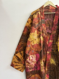 Quilted Kantha Jacket Handmade Vintage Kimono Jacket Boho Tie Dye Jacket - Product Image 4