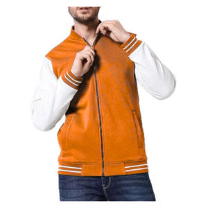 Men Varsity <b>Jacket</b> Polyester/Cotton Material Washed Finish Zipper Spring Stand Collar Front Logo printing men varsity <b>jacket</b> - Product Image 3