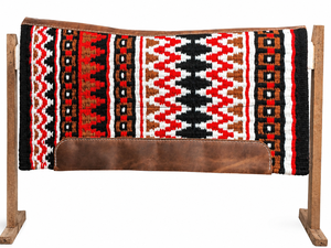 Manaal Enterprises Classic Western Saddle Pad Geometric Pattern Brown Leather Trim Cotton Shell Wool Lining Riding Equestrian - Product Image 5