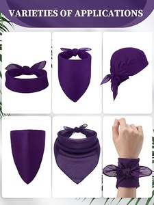 Bandanas carrés de couleur unie violette, foulards multifonctionnels en coton, utilisation décontractée quatre saisons - Product Image 3