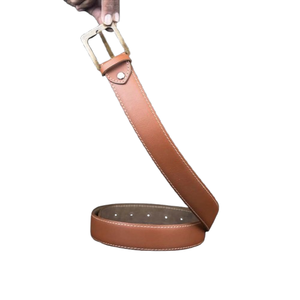 2026 Men's Dress Belt High Quality Genuine Leather Stylish Feather <b>Edge</b> Customized Logo Tan Color Handmade Formal Alloy Brand - Product Image 4