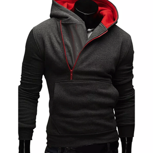Sudadera con capucha personalizada para hombre, de algodón grueso, estilo oversize, con cremallera media, forro polar, estilo urbano, con bolsillo canguro - Product Image 3