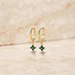 Classic <b>Huggies</b> Hoop Earrings With Lab Grown Emerald Round Cut Moissanite Cute Alloy Women's Wedding Jewelry - Product Image 2
