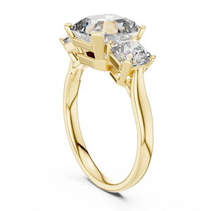 Bague d'anniversaire classique en or massif 14K 18K avec diamant de laboratoire taille Asscher, DEF VVS, certifié IGI, accent latéral princesse, 3.00 CTW - Product Image 4