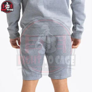 Ensemble de deux pièces pour homme, sweat à capuche zippé et short, couleur gris, tissé respirant, 80% coton, 20% polyester, impression de logo personnalisée - Product Image 5