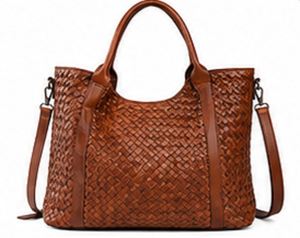 Bolso Tote de Cuero de Grano Completo Tejido a Mano de Primera Calidad para Mujer, Gran Capacidad, con Cierre, Correa para el Hombro, para Playa, Viajes, Oficina, Compras - Product Image 1