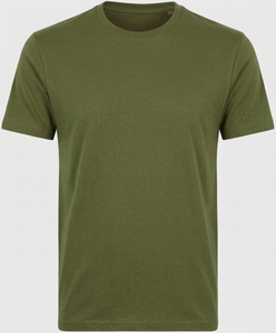 Men's <b>Olive</b> <b>Green</b> 100% Cotton Short Sleeve <b>T</b>-<b>Shirt</b> Regular Fit Plain Solid Casual O-Neck Jersey Tee Streetwear <b>Shirts</b> - Product Image 1