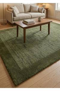 Exportateur en gros de tapis rectangulaires verts unis à poils ras en coton biologique pour chambre à coucher avec envers antidérapant en caoutchouc - Product Image 5