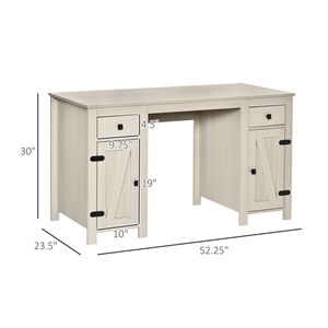 Adjustable Barn Door Style 3-Level MDF Home Office Writing Desk Durable <b>Study</b> <b>Table</b> Computer Workstation with Drawers - Product Image 3