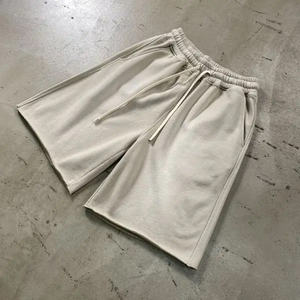 กางเกงขาสั้นผู้ชายสไตล์ลำลองแบบฟอกสีซีด ทรงโอเวอร์ไซส์ ผ้าฝ้าย 100% บริการ OEM - Product Image 2