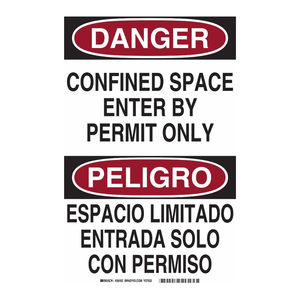 Panneau bilingue en PVC « Danger : Espace Confiné - Utilisation par Permis Seulement » pour la sécurité industrielle - Product Image 2
