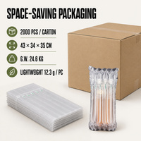 Sac à colonnes d'air AIR-DFLY en forme de Q, 5 colonnes, 22 cm, 55 microns, PA PE, emballage protecteur gonflable pour bouteilles cosmétiques, pour l'expédition