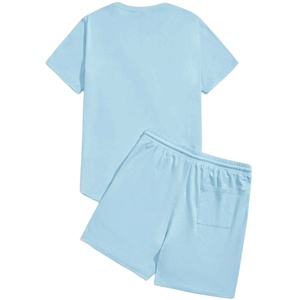 ชุดเซ็ตฤดูร้อนผู้ชาย เสื้อยืดลายฟอกสี กางเกงขาสั้น ผ้าฝ้าย สวมใส่สบาย ทรงหลวม ชุดเข้าชุด - Product Image 4