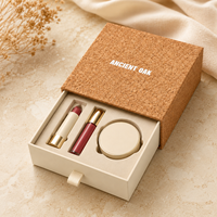 Boîte à tiroirs en liège durable pour cosmétiques, rouge à lèvres, ensemble de maquillage, emballage cadeau écologique personnalisé