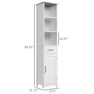 Armadio Portabiancheria Salvaspazio a 3 Ripiani in Legno Bianco Autoportante per la Casa - Product Image 3