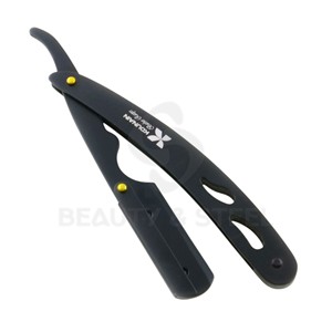 Professional Straight <b>Edge</b> Barber Razor with Textured Stealth <b>Black</b> Handle and High-Grade Stainless Steel Blade Holder - Product Image 3