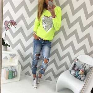 2026 SPRING STREETWEAR SWEATSHIRTS WOMEN LOVELY SEQUINED HEART TRACKSUITS PULLOVERS CASUAL LONG SLEEVE <b>TUNIC</b> <b>JUMPERS</b> UNDERSHIRT - Product Image 3