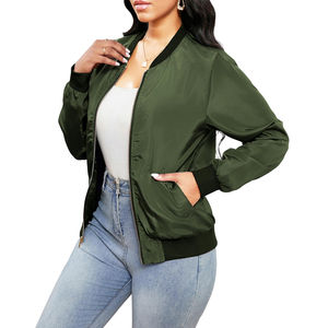 <b>Women</b> Classic Bomber Jacket Comfortable Long Sleeve <b>Zip</b> Up Casual Outerwear Ladies Bomber jackets for Winter Daily Use - Product Image 6
