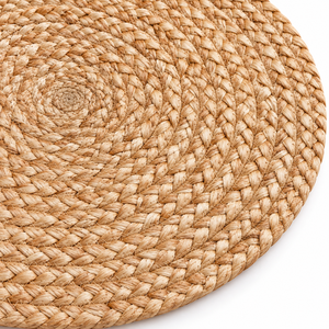 Salvamanteles Redondo Trenzado de Fibra Natural Hecho a Mano con Patrón Sólido Estilo Simple para Uso Doméstico Lavable Grosor Medio - Product Image 4