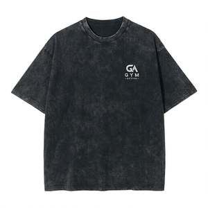 T-shirt décontracté à manches courtes GYM ACTIVE, coupe ample, couleur unie, effet délavé, 100 % coton jersey, séchage rapide, respirant, pour l'été - Product Image 6