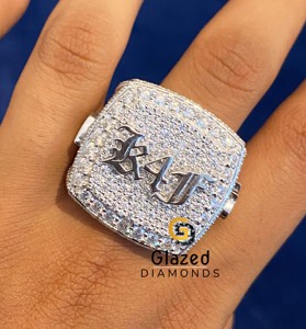 Men's Hip Hop Style <b>Ring</b> In 14K Solid Yellow Gold Full Iced Out VVS Round Moissanite Custom <b>Name</b> & Number Pinky <b>Ring</b> - Product Image 4