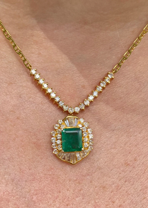 <b>Emerald</b> Cut Vintage IGI Certified 14K Gold Plated Zinc Alloy <b>Pendant</b> Women's Classic Solitaire Necklace Jewelry Gift - Product Image 4