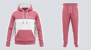 Survêtement à capuche pour homme, rose et blanc, décontracté, manches longues, polyester et coton, bonne qualité, sweat à capuche pour homme - Product Image 6