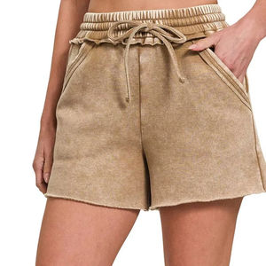 Shorts délavés pour femmes de qualité supérieure, en coton épais délavé à l'acide, style streetwear, design décontracté d'été, logo personnalisé, vente en gros de shorts pour femmes - Product Image 1