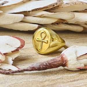 Nueva Llegada Anillo Gótico Ankh Bohemio de Latón para Hombre, Bañado en Oro, Símbolo Egipcio Llave de la Vida, Cruz, Venta al por Mayor, Anillo Religioso - Product Image 5