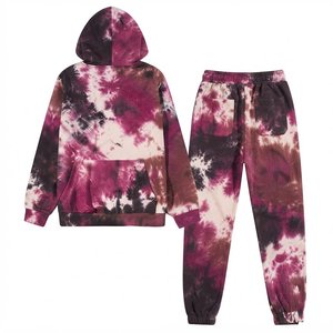 Custom Men <b>Tie</b> <b>Dye</b> Hooded Tracksuit <b>Set</b> Full Sleeve Loose Fit Casual Autumn Wear 100% Cotton Gradient Color Pattern With Pockets - Product Image 2