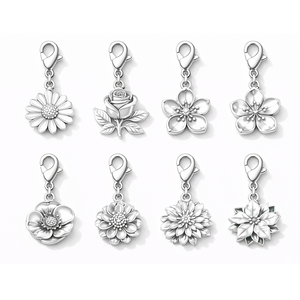 เครื่องประดับโลหะสั่งทำพิเศษ ตัวล็อกแบบก้ามปู  จี้ดอกไม้เงินแท้ประจำเดือนเกิด - Product Image 6