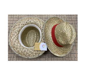 Chapeau de paille marron traditionnel décontracté quotidien avec ruban de logo à bord de 8cm-10cm pour les fêtes à la maison mariages vacances voyages et visites - Product Image 4