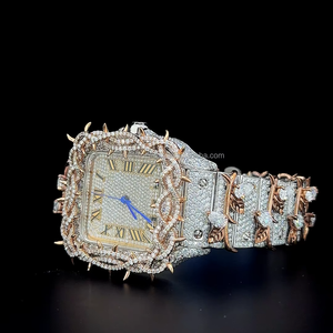 <b>Custom</b> Thorn style full buss down Pear stone on Link VVS moissanite Studded <b>Automatic</b> movement <b>Watch</b> Diamond tester approved - Product Image 2