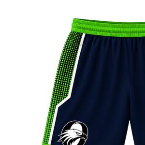 Shorts de basketball pour hommes, bleu marine et vert, sublimés, vêtements de sport d'équipe, respirants, légers, uniformes pour les matchs - Product Image 5