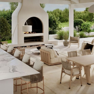 Ensemble de jardin en aluminium avec panneaux en rotin et bois massif d'origine vietnamienne, design moderne pour usage extérieur, capacité 6 personnes - Product Image 2