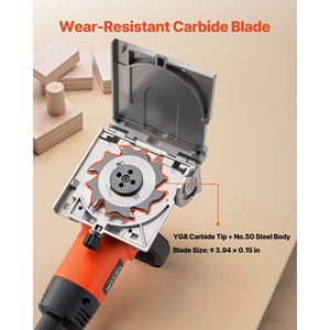 Fresatrice per giunzioni a dita 5.9A con motore da 760W e 11.600 RPM, lama con punta in carburo e intaglio di posizionamento a 45 gradi - Product Image 5