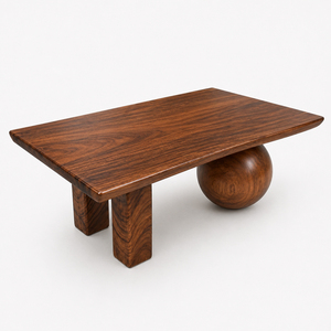 <b>Live</b> <b>Edge</b> Modern Coffee <b>Table</b> Contemporary Solid Wood Premium Unique Sphere Arch Leg Design Walnut Finish Luxury Home Furniture - Product Image 3