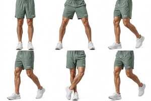 กางเกงขาสั้นผู้ชาย ONETEN APPAREL สีเขียวล้วน ผ้าฝ้ายอ๊อกซ์ฟอร์ด เอวผูกเชือก สไตล์ลำลอง เอวกลาง ระบายอากาศได้ดี - Product Image 2