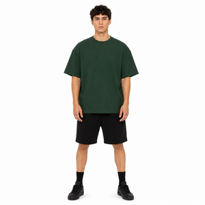 T-shirt basique décontracté pour homme, en coton biologique avec épaules tombantes, broderie de logo personnalisée pour la vente en gros décontractée - Product Image 1