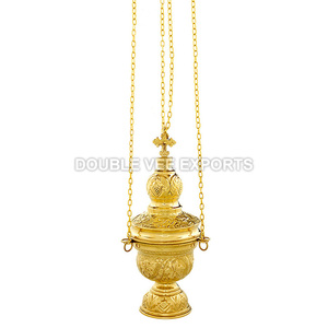 Incensario de Latón con Cadenas para Artículos Religiosos Ortodoxos |   Incensario para Iglesia - DOUBLE VEE EXPORTS - Product Image 2